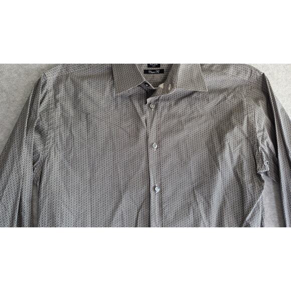 PAUL SMITH Men Dress Shirt Size 39 Classic Fit Geometric Button Up Preppy Italy - Picture 2 of 10
